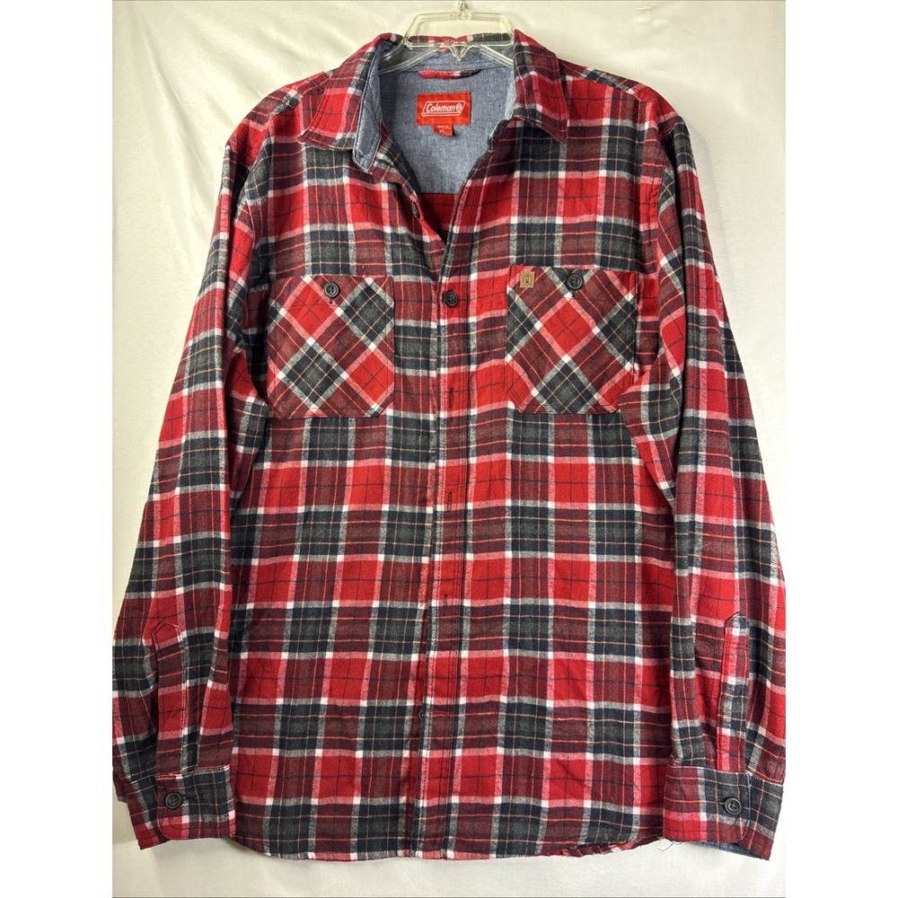 Coleman Red and Black Plaid‎ Flannel Shirt Men XL Long Sleeve